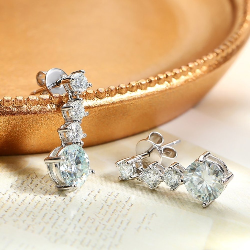 Certified 2.6ct. t.w. Moissanite Diamond Drop Earrings NEW - Picture 4 of 14